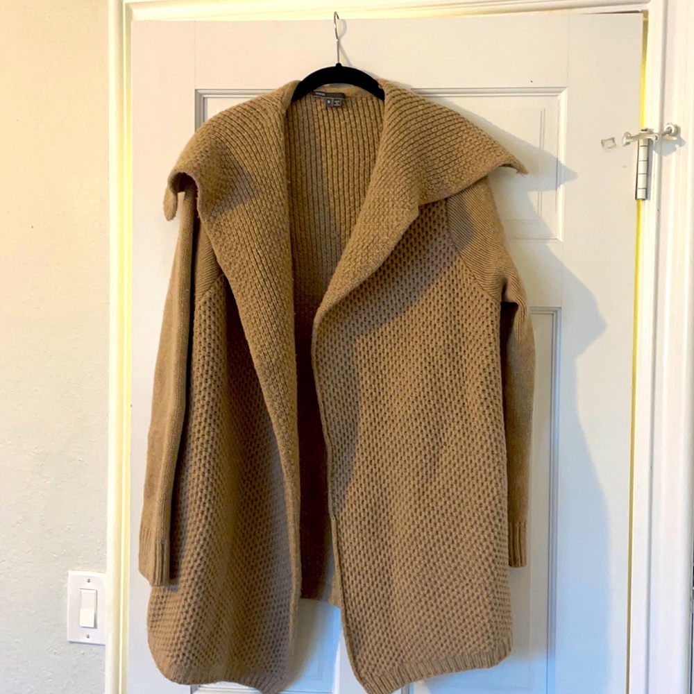 Vince. tan shawl neck cardigan